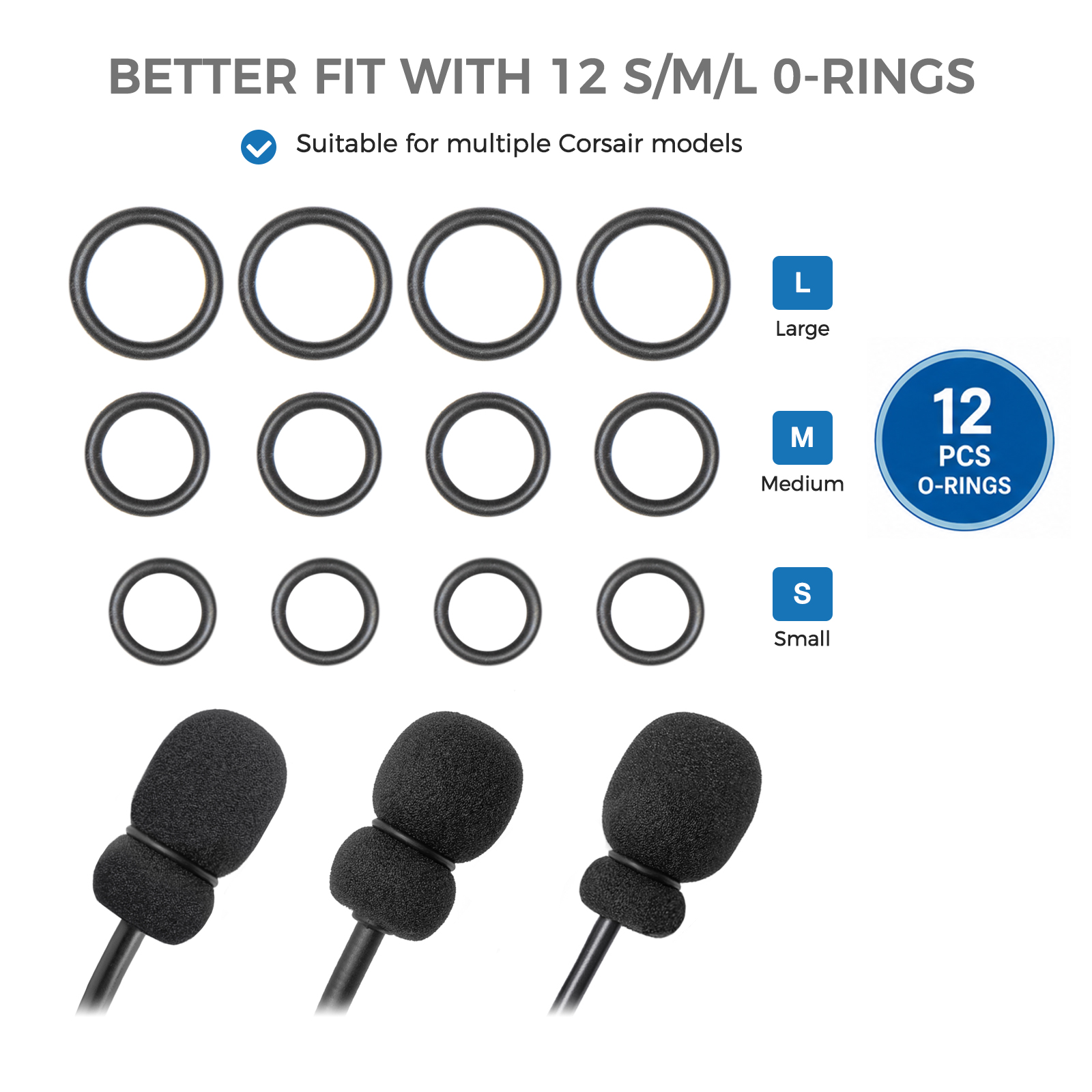 4 Mic Foam Covers+12 O-Rings F - огляд і ціна Gaming Headset Rgb